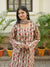 Biba Beige Handblock Cotton Straight Suit Set