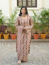 Biba Beige Handblock Cotton Straight Suit Set