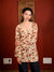 Aranya Beige Cotton Sweetheart Neck Short Kurti