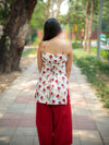 Flora Rahi White & Red Farshi Salwar Set with Handblock Kurta