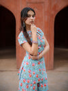 Blue Bella Cotton Handblock Two Piece Palazzo Set for Women