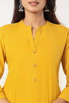 Women's Yellow Solid Straight Long Kurti