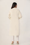 Women's Ivory Solid Straight Long Kurti