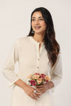 Women's Ivory Solid Straight Long Kurti