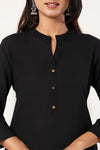 Women's Black Solid Straight Long Kurti