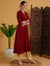 V-Neck Pleated A-Line Kurta