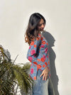 Sky Blue Floral Print Viscose Rayon Tunic Top