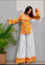 Women's Yellow Multicolour Printed Short Kurti & White Palazzo Set