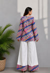 Women's Navy Multicolour Printed Short Kurti & White Palazzo Set
