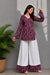 Women's Burgundy Abstract Print Kurti & White Palazzo Set