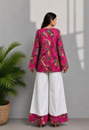 Women's Pink Floral Print Kurti & White Palazzo Set