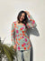 Women's Mint Floral Print Square-Neck Short Kurti