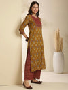 Women's Mustard & Rust Mixed Print Suit Set with Dupatta