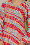 Women's Multicolour Stripe Print Kurti & White Palazzo Set