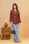 Women's Rust Botanical Arch Print Short Kurti