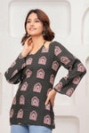 Women's Black Arch Motif Print Short Kurti