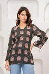 Women's Black Arch Motif Print Short Kurti