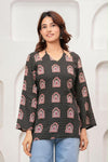 Women's Black Arch Motif Print Short Kurti
