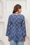 Women's Blue Medallion Print Short Kurti