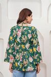 Women's Green Floral Print Short Kurti