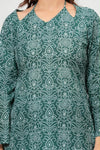 Women's Teal Ornamental Print Short Kurti