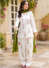 Women's White Floral Print Kurta Palazzo Set with Green Dupatta