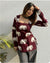 Women's Maroon White Elephant Print Square-Neck Short Kurti