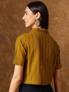 Women's Mustard Stripe Print Cropped Shirt