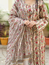 Biba Beige Handblock Cotton Straight Suit Set