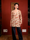 Aranya Beige Cotton Sweetheart Neck Short Kurti