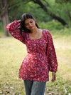 Red Petal Cotton Short Kurti