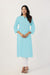 Women's Sky Blue Solid Straight Long Kurti