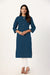 Women's Teal Blue Solid Straight Long Kurti
