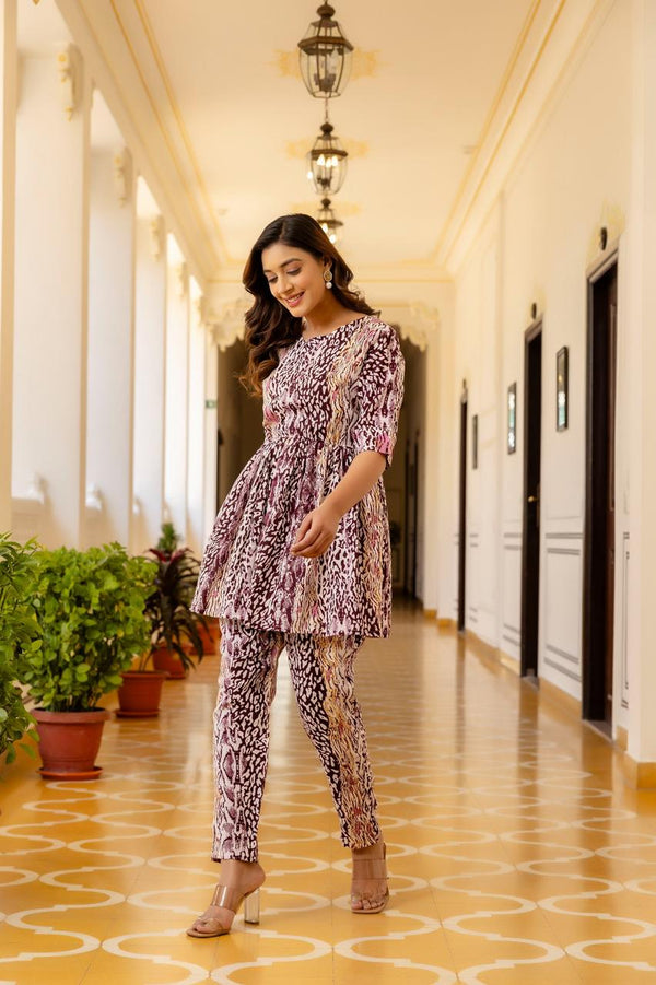 Crimson Bloom Peplum Co-Ord Set