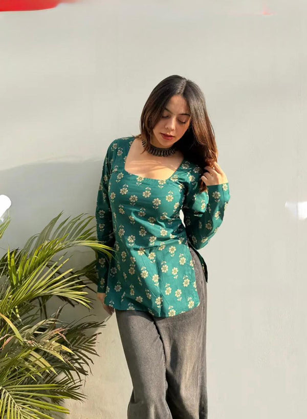 Rama Green Flora kurti