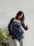 Navy Blue Floral Print Full-Sleeve Ethnic Tunic