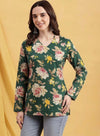 Emerald Blossom Cold-Shoulder Kurti