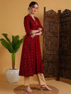 V-Neck Pleated A-Line Kurta