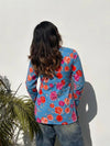 Sky Blue Floral Print Viscose Rayon Tunic Top