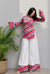 Women's Pink Multicolour Printed Short Kurti & White Palazzo Set