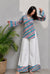 Women's Teal Multicolour Printed Short Kurti & White Palazzo Set