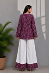 Women's Burgundy Abstract Print Kurti & White Palazzo Set