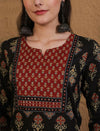 Women's Black & Rust Mixed Print Suit Set with Dupatta