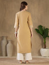 Women's Beige Decorative-Yoke Kurta & Ivory Palazzo Set