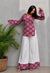 Women's Purple Floral Medallion Print Kurti & White Palazzo Set