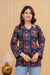 Women's Navy Botanical Arch Print Short Kurti
