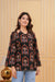 Women's Black Botanical Arch Print Short Kurti