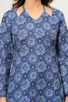 Women's Blue Medallion Print Short Kurti