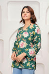 Women's Green Floral Print Short Kurti