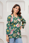 Women's Green Floral Print Short Kurti